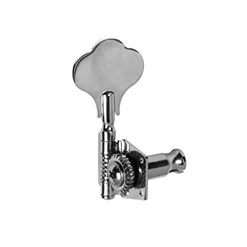 FLEOR Vintage Open Individual Geared Bass Tuners Machine Head Tuning Keys Pegs Right Hand for Jazz Precision P Style Bass Replacement, Chrome, 1 Right Peg