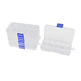 Uxcell a15101600ux0183 Plastic Rectangle 10 Slots Components Storage Box 5pcs Clear White (Pack of 5)
