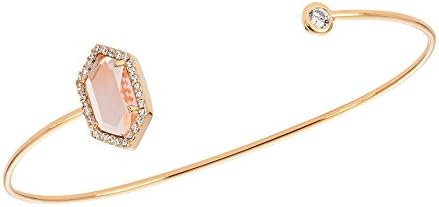 TAI Asymmetrical Hexagonal Pave Stone Pinch Cuff, Peach