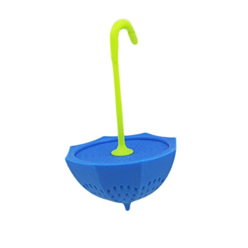 Click Here to See More Images Tianmeijia Silicone Umbrella Reusable Tea Ball Infuser Strainer Steeper Set for Loose Leaves & Herbal Teas-Great Gift for Tea Lovers Blue 4