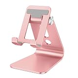 Cell Phone Stand Adjustable, OMOTON Aluminum Desktop Phone Holder Cradle Dock Compatible with All Smartphone iPhone 11 Pro Max Xs Max Xr X 8 7 6 6s Plus 5 5s 5c, Rose Gold