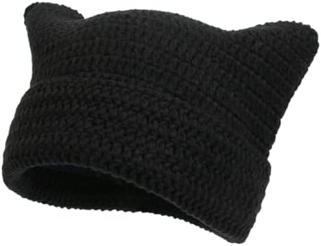 LUCKYBUNNY Cat Ear Beanie for Women Girls, Autumn Winter Knit Cuff