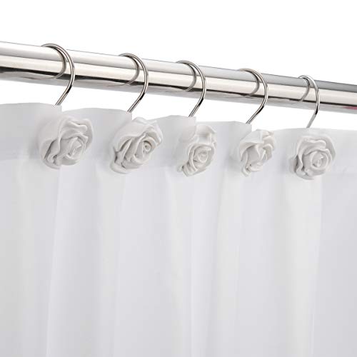 image for Amazer Shower Curtain Hooks Rings, Metal Decorative Resin Hooks Shower