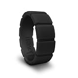 AZCOO - Black 10 - Silicone Wedding Ring for Men Edge Flat Square Shape Engraved Love Designed USA