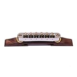 WINOMO Archtop Jazz Guitar Bridge with Gold Roller Saddles Rosewood B-23