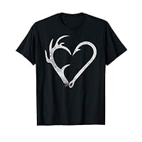 Hunting Fishing Distressed Heart Hook Antler Shirt for women T-Shirt