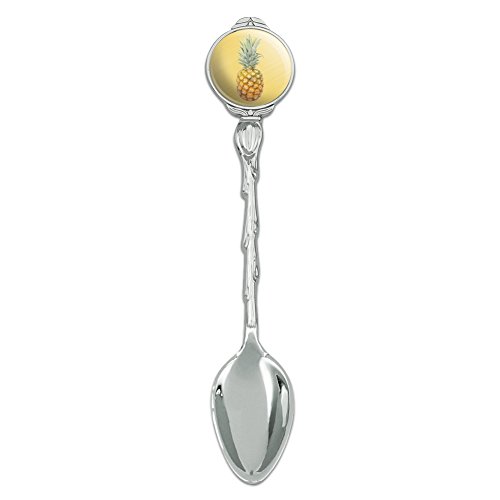 Pineapple Fruit on Yellow Tropical Background Novelty Collectible Demitasse Tea Coffee Spoon