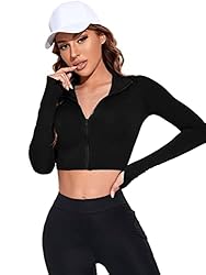 SweatyRocks Women's Long Sleeve Stand Collar Zip Up
