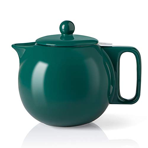 SWEEJAR Ceramic Teapot with Infuser, 40 Ounce, Porcelain Tea Pots for Loose Leaf Tea, with Stainless Steel Strainer and Lid for Gift, Party, Family, Thanksgiving, Christmas, (Jade)