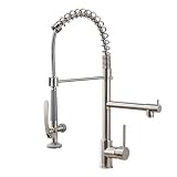 Fapully Commercial Pull Down Kitchen Sink Faucet with Sprayer Brushed Nickel