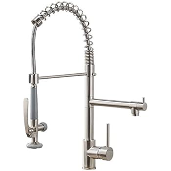 Fapully Commercial Pull Down Kitchen Sink Faucet with Sprayer Brushed Nickel