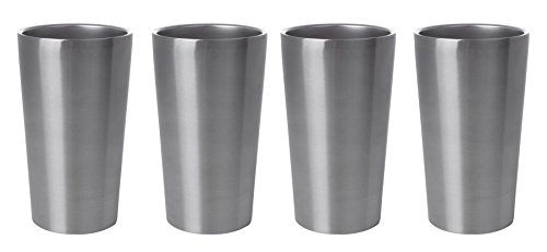 Maxam KTUMB4 Kitchen Utensil 4 Piece Double Wall Stainless Steel Tumbler Set, 13 oz, Silver - //coolthings.us