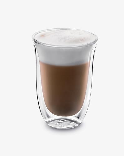 Juego de 2 vasos premium para café latte macchiato, apto para lavavajillas, pared doble vidrio templado, transparente, 330 ml
