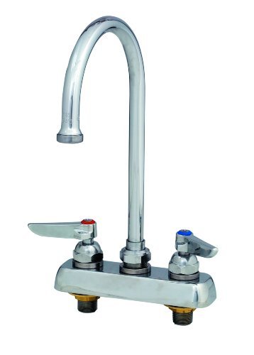 Photo 1 of T&S Brass B-1141 Workboard Faucet with Deck Mount, 4-Inch Centers, Swivel Gooseneck and Lever Handles