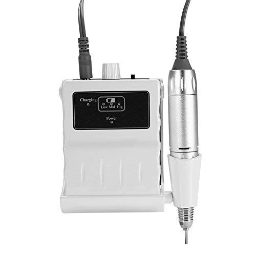 30000RPM Nail Drill Machine Rechargeable Portable Electric E File Acrylic Gel Bits Polisher Sets Glazing Nail Drill Fast Manicure Pedicure by Filfeel (White)