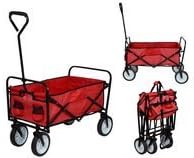 Red Folding Utility Wagon Collapsible Garden Cart Shopping Sports Cart