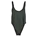 Dixperfect Women's Retro 80s/90s Inspired High Cut Low Back One Piece Swimwear Bathing Suits (L, Army Green)