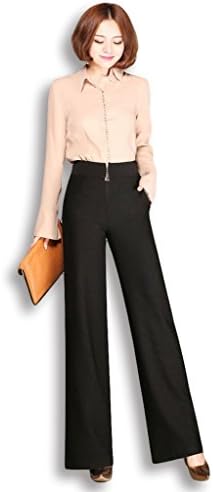 Lixmee Women'S High Waist Solid Color Loose Wide Leg Pants _01 Black Medium