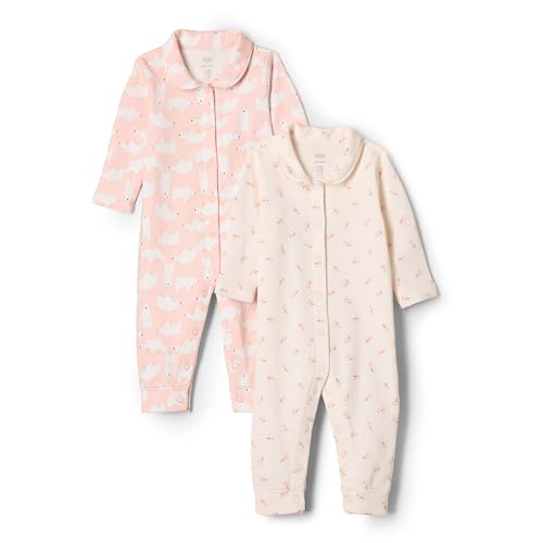 Amazon Essentials x Sofia Grainge Unisex Baby Fußloser Schlafanzug, 2er-Pack, Rosa Kaninchen Bär, Frühchen