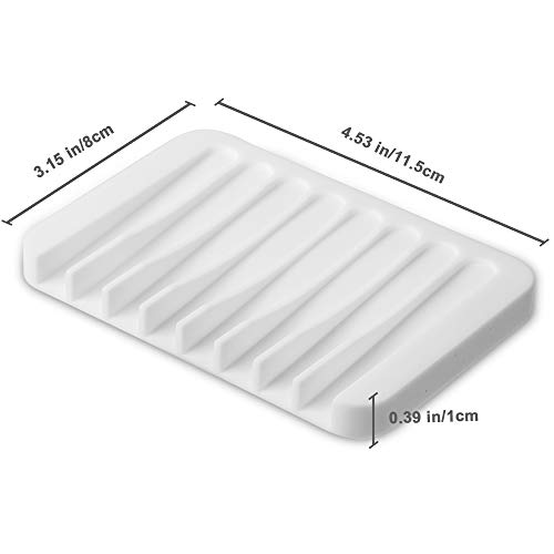 Yako 2Pcs Soap Dish, Bar Soap Holder Box Stand Case Saver Tray for Shower Bathroom Kitchen, Premium Flexible Silicone Soap Dishes, Prevent Melting, Non-Slip Design, Easy Cleaning, Gray - Thumbnail 2