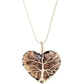 Crystalm Tree of Life Wrapped Healing Crystal Black Obsidian Necklaces Pendant for Women, Crescent/Heart Gemstone Jewelry, Vintage Birthday Gifts/Energy Gift