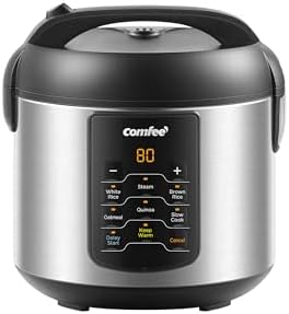 COMFEE' Compact Rice Cooker, 6-in-1 Stainless Steel Multi Cooker, Slow Cooker, Steamer, Saute, and Warmer, 2 QT, 8 Cups Cooked(4 Cups Uncooked), Brown Rice, Quinoa and Oatmeal, 6 One-Touch Programs
