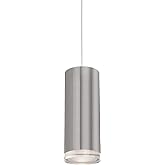 Kuzco Lighting Cameo 8" LED Pendant | Brushed Nickel Finish | Clear Glass with Frosted Interior | Modern Cylindrical Pendant 