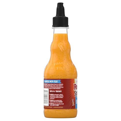 FRANK’S REDHOT BURGER SAUCE, SQUEEZE BOTTLE, CREAMY, TANGY BLEND OF DILL PICKLE JUICE, MAYO, AND FRANK’S REDHOT HEAT FOR BURGERS & MORE, 12 FL OZ