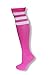 NEON NATION Unisex White Knee High Team Tube Socks with Various Colored Stripes