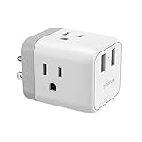 Multi Plug Outlet Extender with 2 USB Phone Charger, Travel Power Strip Extension for Cruise Ship Accessories, Charging Cube 3 Way Plug Wall Adapter Tap Multiple Outlet Splitter