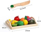 yoptote Wooden Play Food Set 10 Types Fruit Preschool Kitchen Toys Cutting Veg view 10