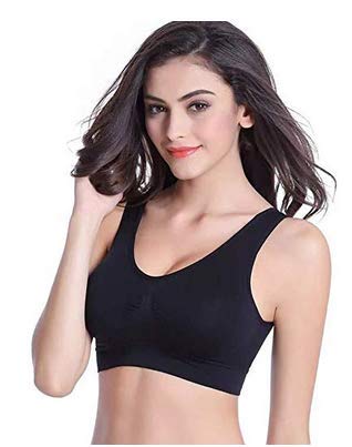 Yirind Women Seamless Stretch Yoga Sports Bra Wirefree Unpadded Full Coverage Workout Bras (S-4XL) Black