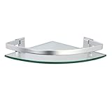 KES Aluminum Bathroom Glass Corner Shelf with Towel Bar Wall Mount Extra Thick Tempered Glass, Silver Sand Sprayed, A4123A-SV