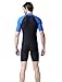 BIKMAN One-Piece Snorkeling Surfing Swim Suit Short Sleeves Plus Size Swimwear- Sun Protection (S(Weight:93.5lbs-121lbs), Blue)