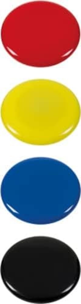 Westcott E-10826 00 Adhesive Magnets Pack of 4 40 mm Round 1 Each Black/Red/Blue/Yellow