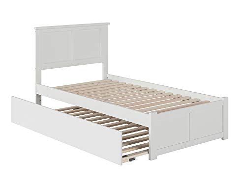 Atlantic Furniture AR8622012 Madison Platform Bed with Twin Size Urban Trundle, Twin, White