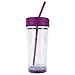 Mighty Mug Spill-Free Ice Tea & Coffee Tumbler with Straw, Double-Walled, Unspillable Cup, Condensation-Free, Unbreakable Tritan Plastic, BPA Free, (Purple/Clear, 20oz)