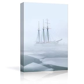 Canvas Wall Art - Sailboat Sailing on Floating-Ice Sea - Giclee Print Gallery Wrap Modern Home Art Ready to Hang - 12x18 inches