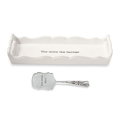 Mud Pie 4071199M Set-The More The Berrier Cranberry Serving Dish, One size, White