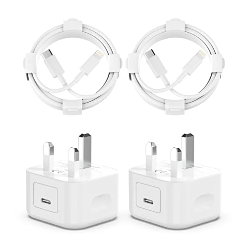 [MFi Certified] 2Pack 20W PD USB C Wall Charger Adapter for iPhone Fast Charger Plug with 2Pack 6FT USB C Lightning Cable Fast Charging Lead for iPhone 14 13 12 11 Max/Pro Mini and More-White