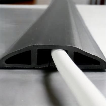 Floor Cable Protector 1.8M Cord Protector Wire Cover Protect Cables Wire Tidy Organizer Prevent Trip Hazards for Pet Animal Chewing Proof Workshop Warehouse Garage Home Office Cord Black (Black, 1.8m)