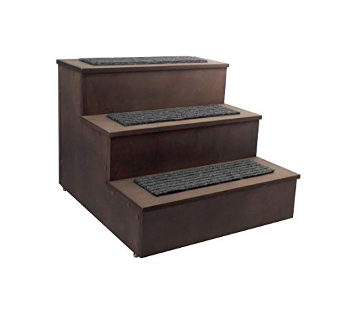 FixtureDisplays Deluxe Wood Pet Stairs Pet- Dog/Cat 3 Steps/Stairs to Access Bed, Sofa, Step Ladder 12226NEW-FBA Fulfilment by Amazon