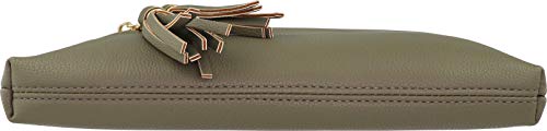 B BRENTANO Vegan Multi-Zipper Crossbody Handbag Purse with Tassel Accents (Martini Olive) - Thumbnail 4