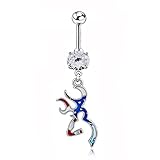 Cute Belly Rings Deer Animal Belly Button Rings Dangle Sexy Long 316L Surgical Steel 14G (Deer-6)