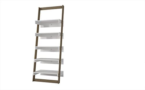 Manhattan Comforts 20AMC22-MC Carpina Ladder Shelf, White and Oak