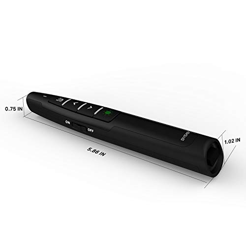 Wireless Presenter, BYEASY Presentation Clicker with Green Laser Pointer for Presentations, RF 2.4GHz PowerPoint Clicker Remote for PowerPoint Presentations and Google Slides- Black - Thumbnail 6
