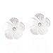 AeraVida Simple Mother of Pearl White Plumeria Flower Carved .925 Sterling Silver Post Earrings | Casual Sterling Silver Stud Earring for Women | Jewelry Gift All Occasions
