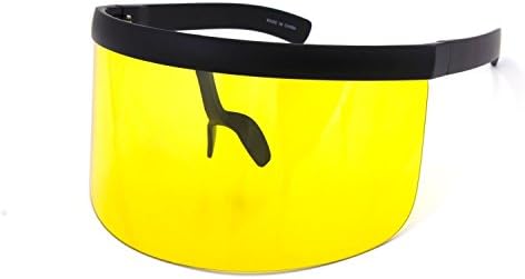 MyUV Oversized Futuristic Shield Visor Sunglasses Flat Top Mirrored Mono Lens