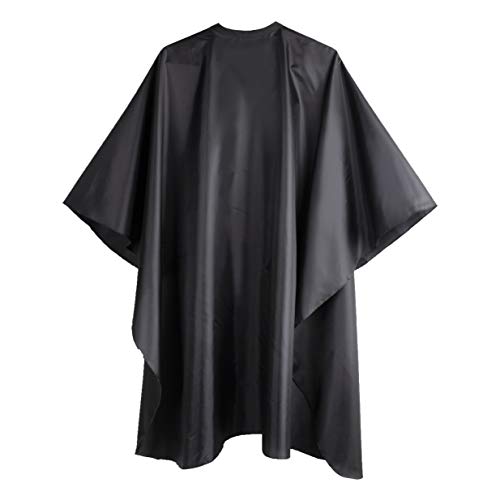 delkinz capa de barbero de gran tamaño con cierre a presión ajustable capa impermeable para cortar el cabello para hombres, mujeres y niños, perfecta para estilistas, color negro