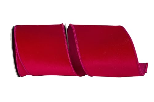 Reliant Ribbon Velvet Touch Fuchsia Deluxe Wired Edge, Fuchsia, 4 Inch, 10 Yards